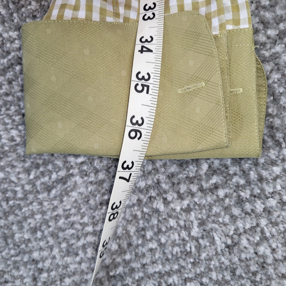 Avanti Uomo Mens Dress Shirt Olive Gingham French Cuff 17.5 36/37 Cotton Blend - Picture 8 of 9